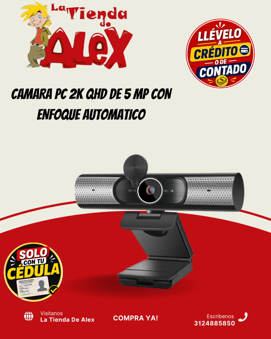 CAMARA PC 2K QHD DE 5 MP CON ENFOQUE AUTOMATICO