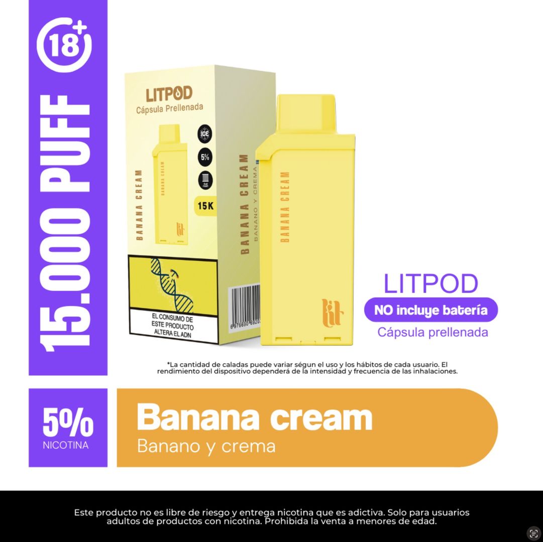 Pod Lit Banana Cream 15.000 Puffs Recarga