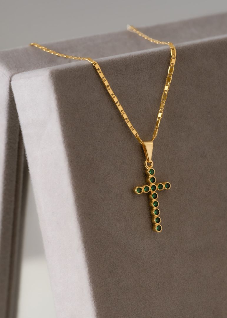 Cadena caracol y cruz green