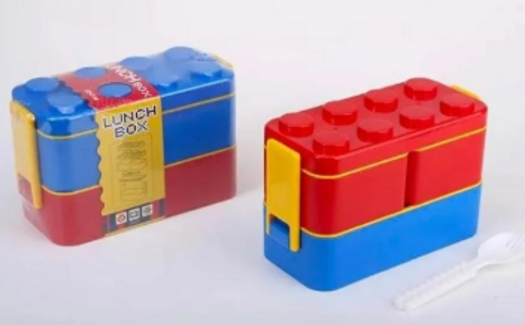 Porta comida con cubiertos lego 