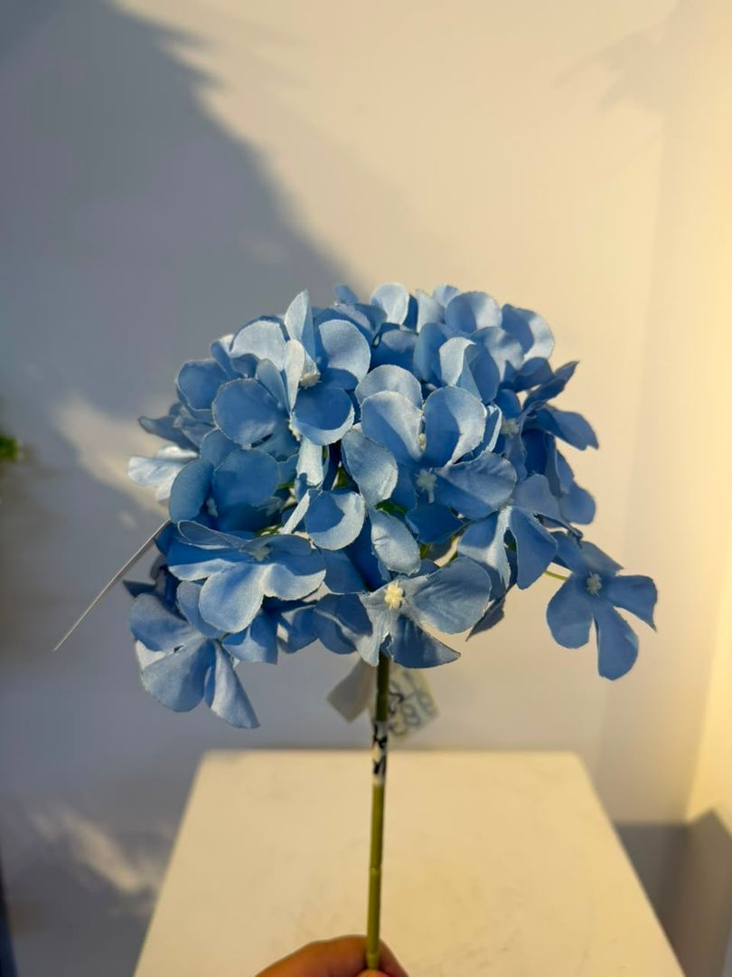 HORTENCIA EN VARA AZUL DE TELA