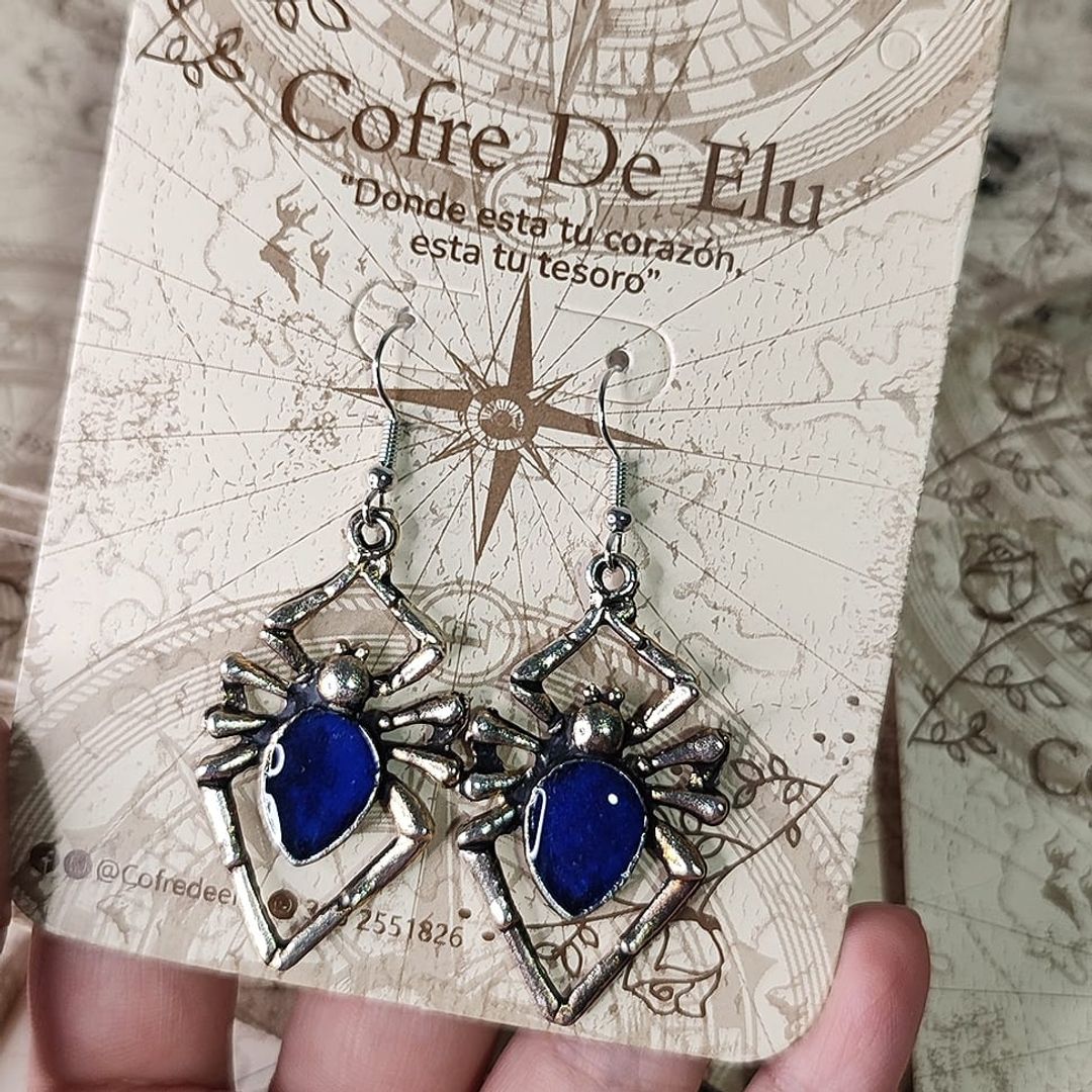 ARETES ARAÑA AZUL 