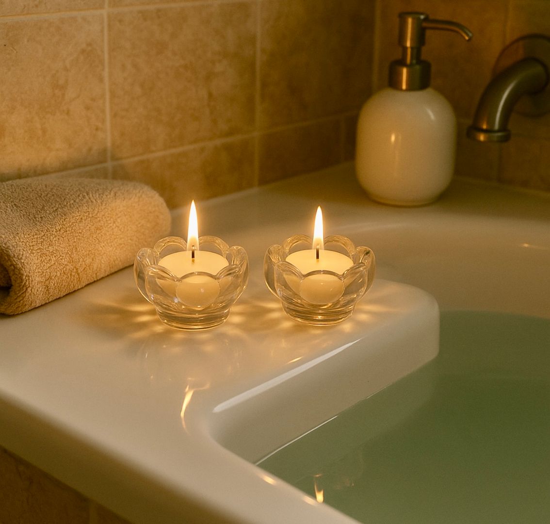 Portavela Vidrio Rosa 