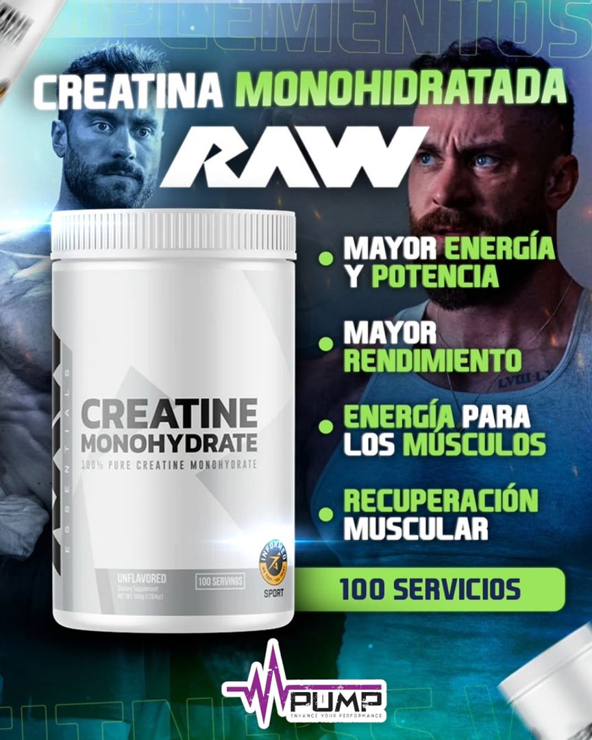 Raw creatina 500 gramos 