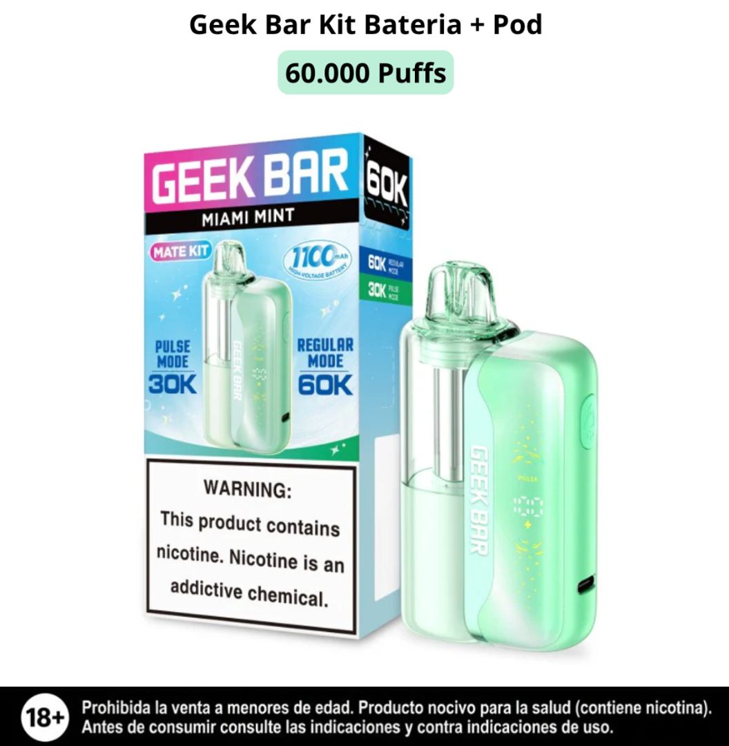 Geek Bar Kit Miami Mint 60.000 Puffs Bateria Y Pod