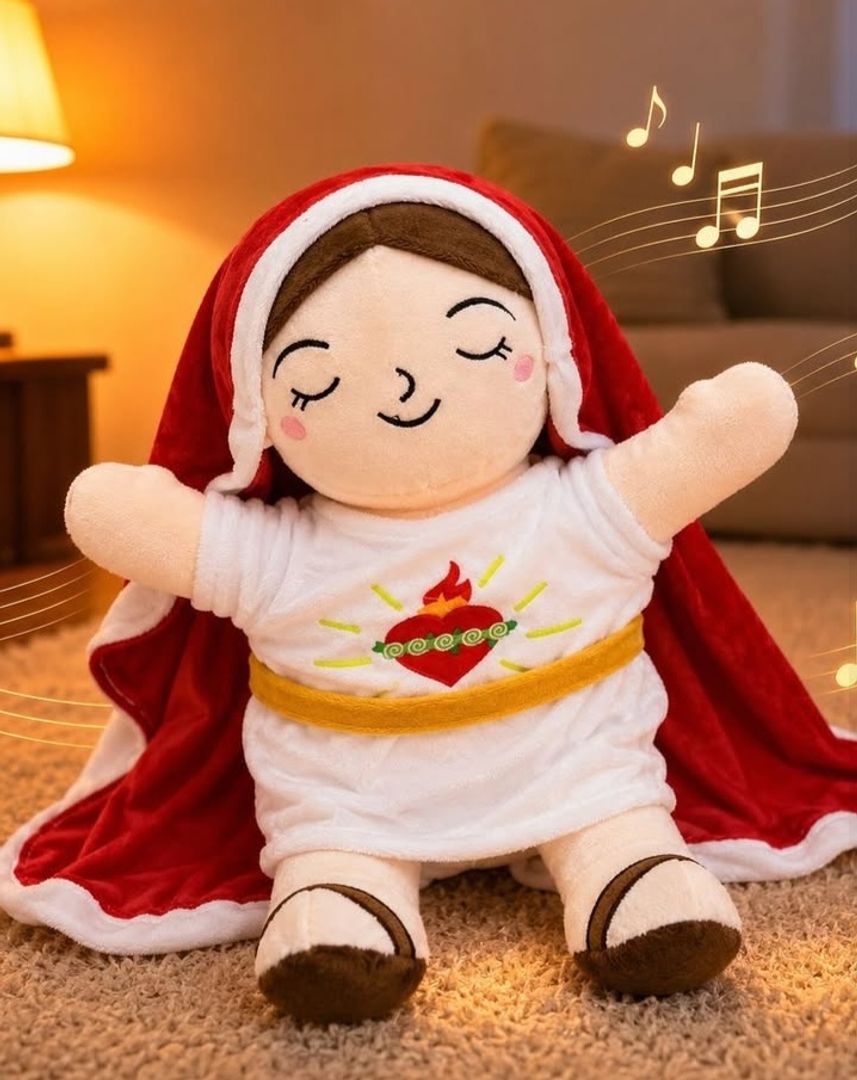 Peluche de Virgen María Y Jesús con respiración