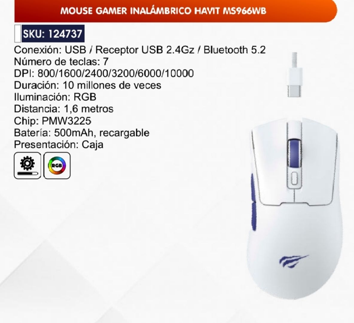 MOUSE GAMER INALÁMBRICO HAVIT