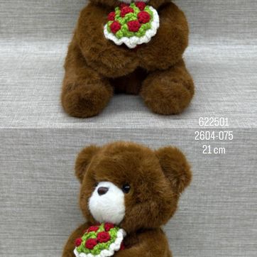 Imagen del producto OSO CAFE CON RAMO ROJO DE 21 CM 