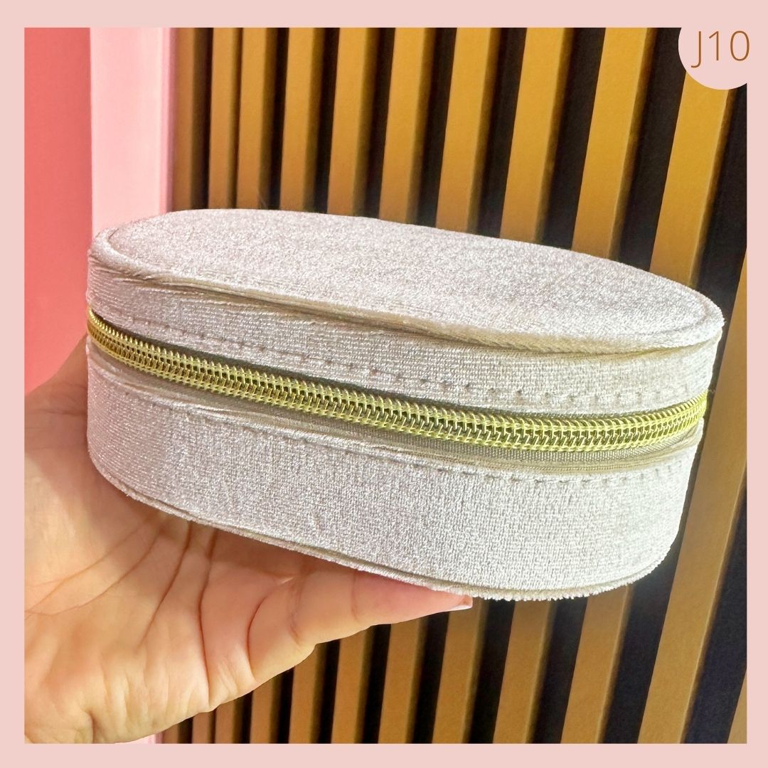 JOYERO BEIGE GAMUZA CIERRE CREMALLERA