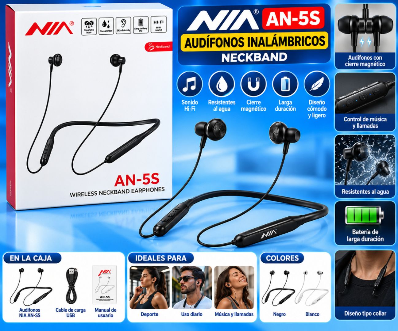 Audífonos Neckband NIA AN-5S