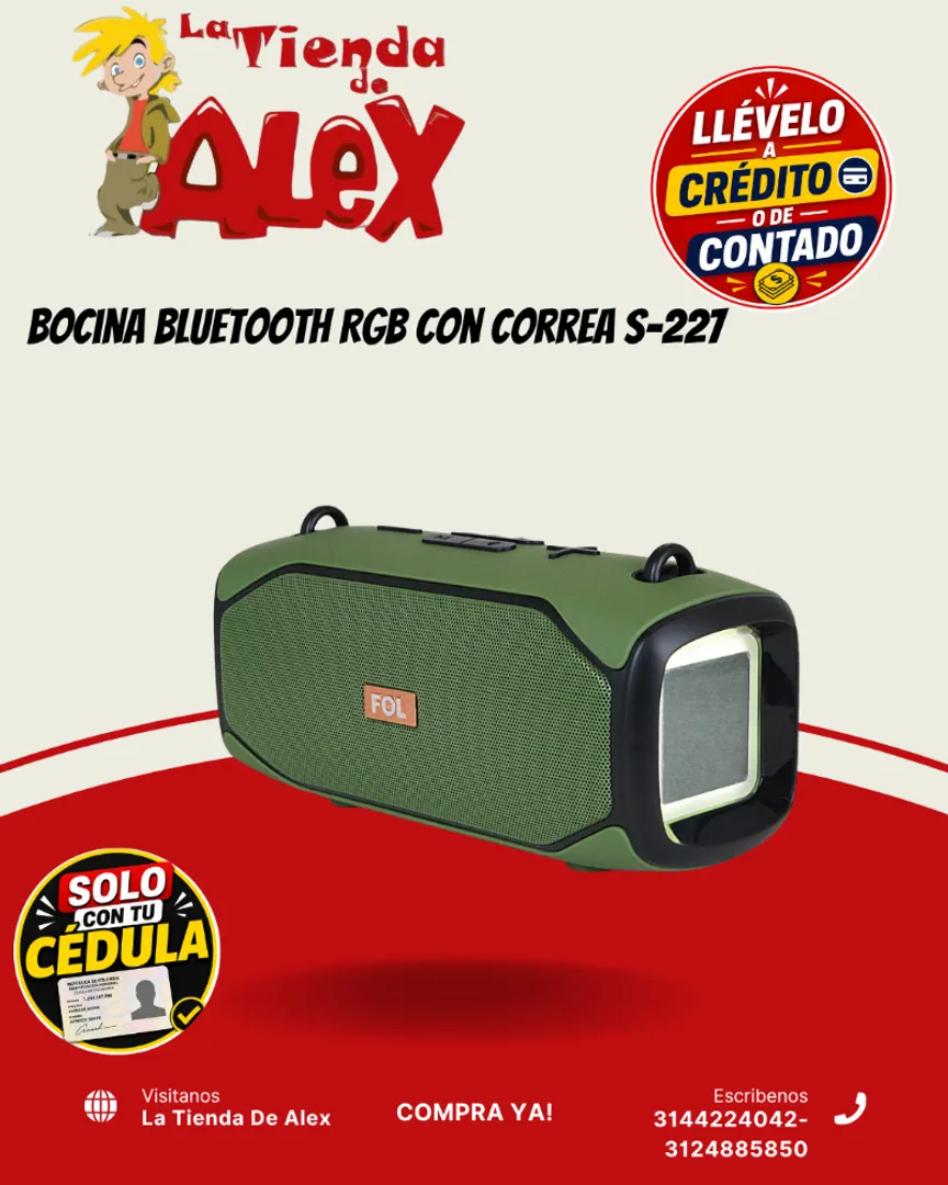 Bocina Bluetooth RGB con Correa S-227