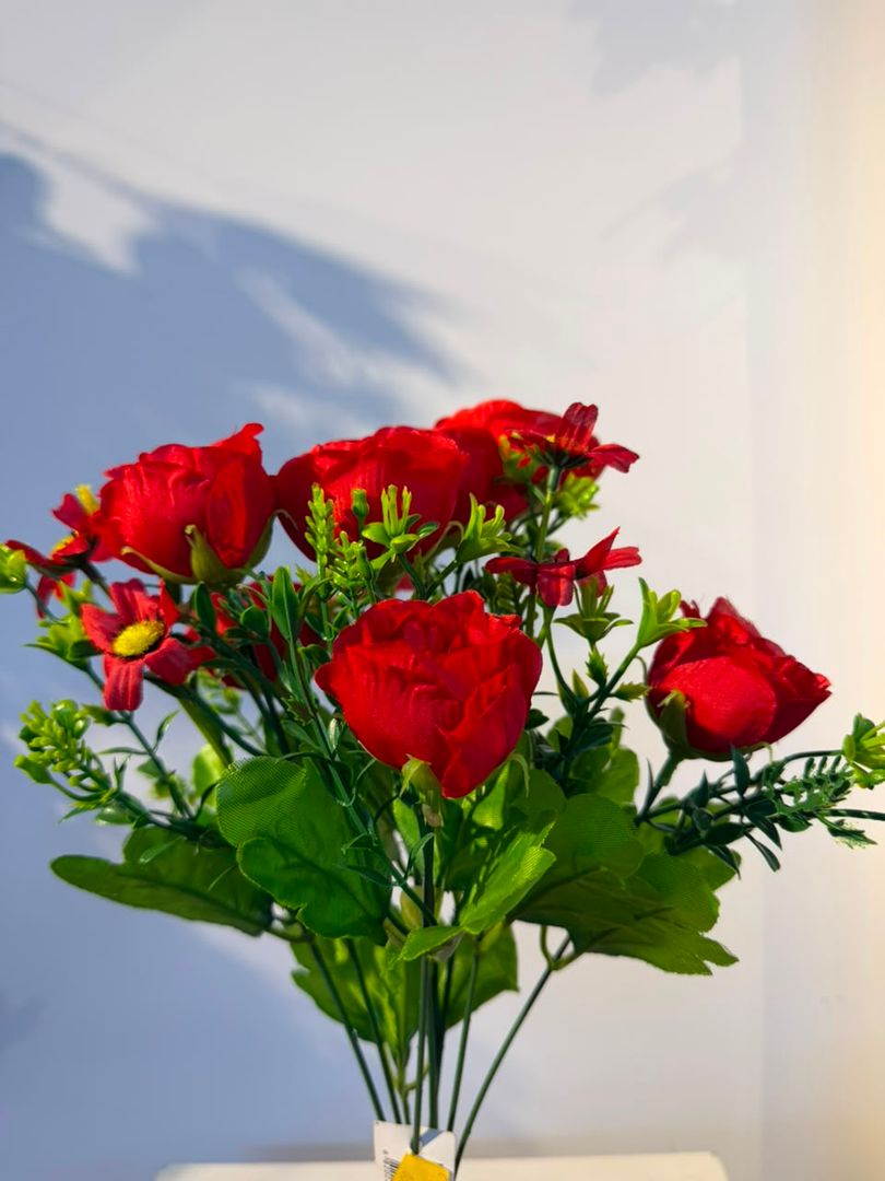 MINI ROSA CON FOLLAJE ROJO