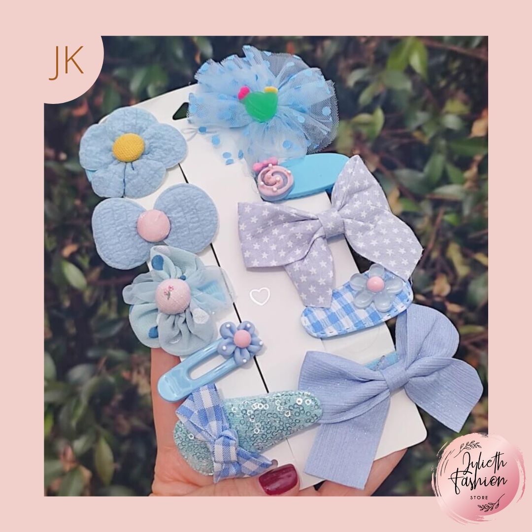  Set Pinzas Moño Blue 