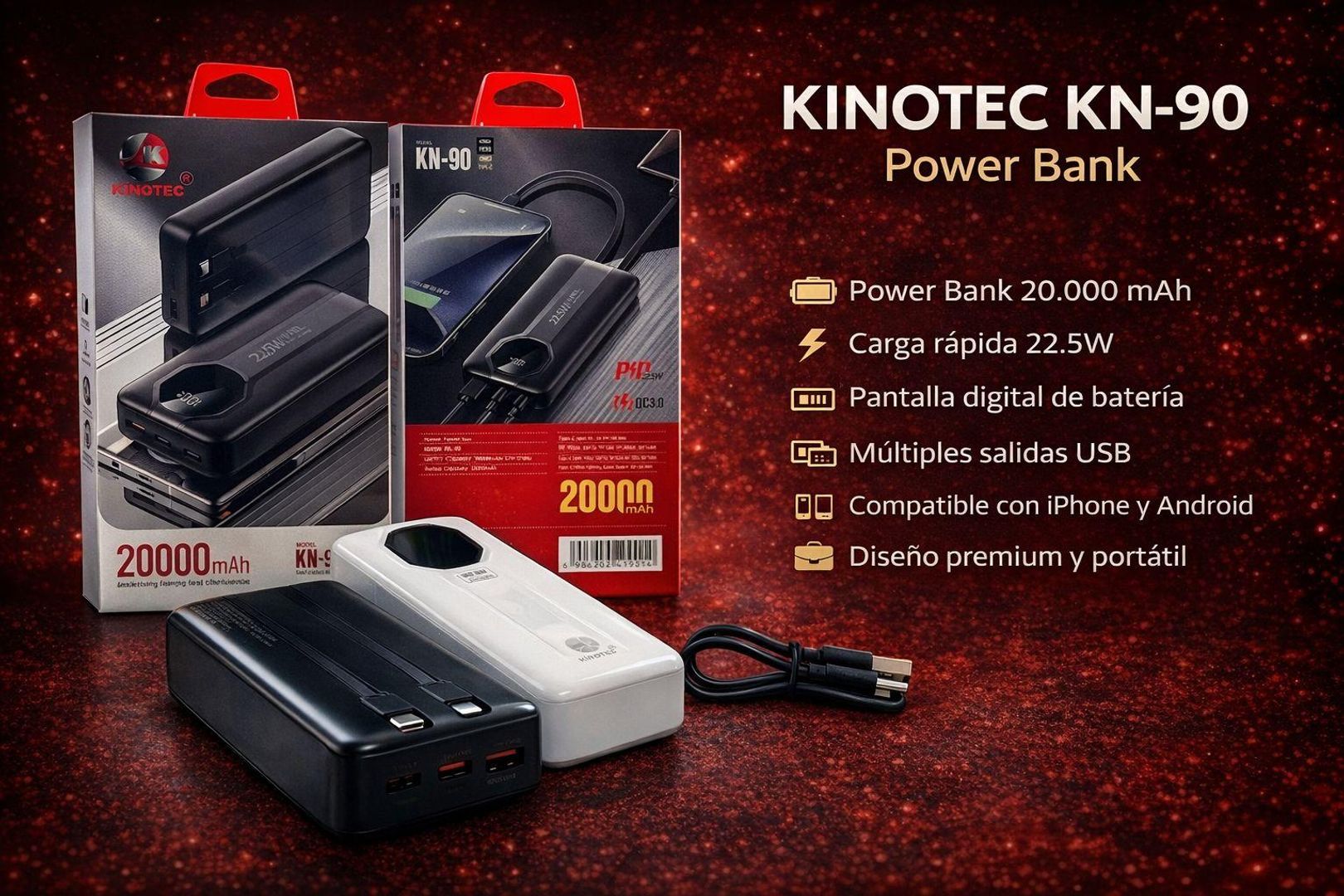 Power Bank Kinotec KN-90 – 20.000 mAh