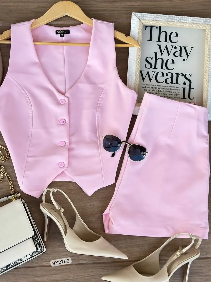 SET CHALECO BOTONES Y SHORT VY2759