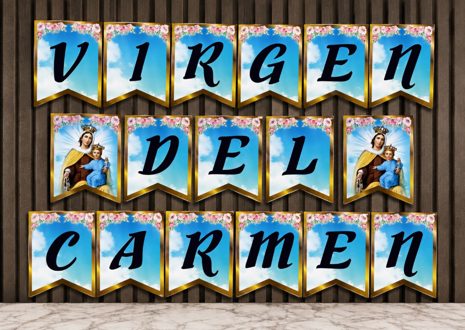 GUIRNALDA ESPEJO GRANDE VIRGEN DEL CARMEN