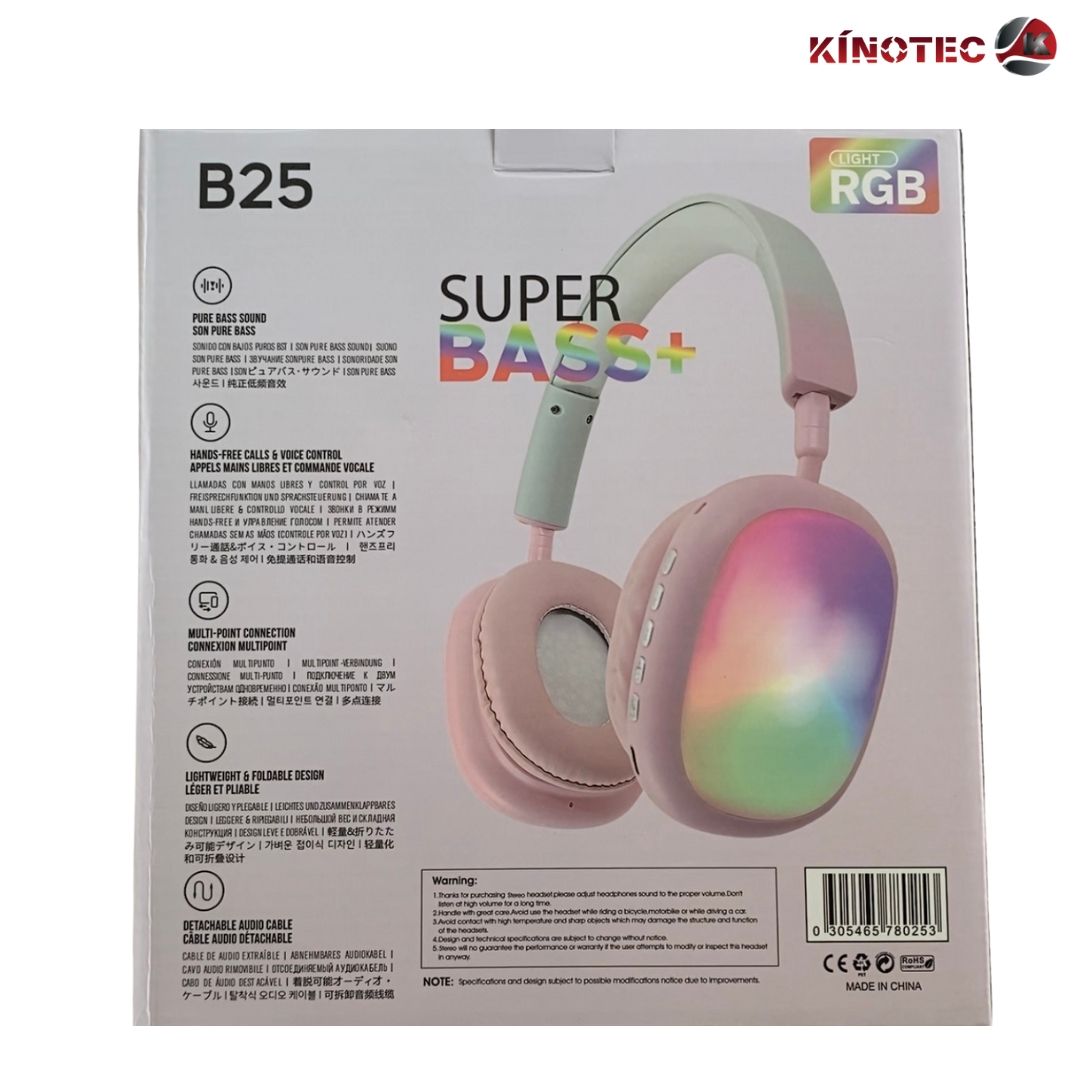 Diadema Bluetooth B-25 con luces LED