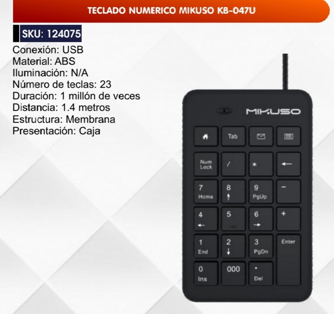 TECLADO NUMÉRICO MIKUSO