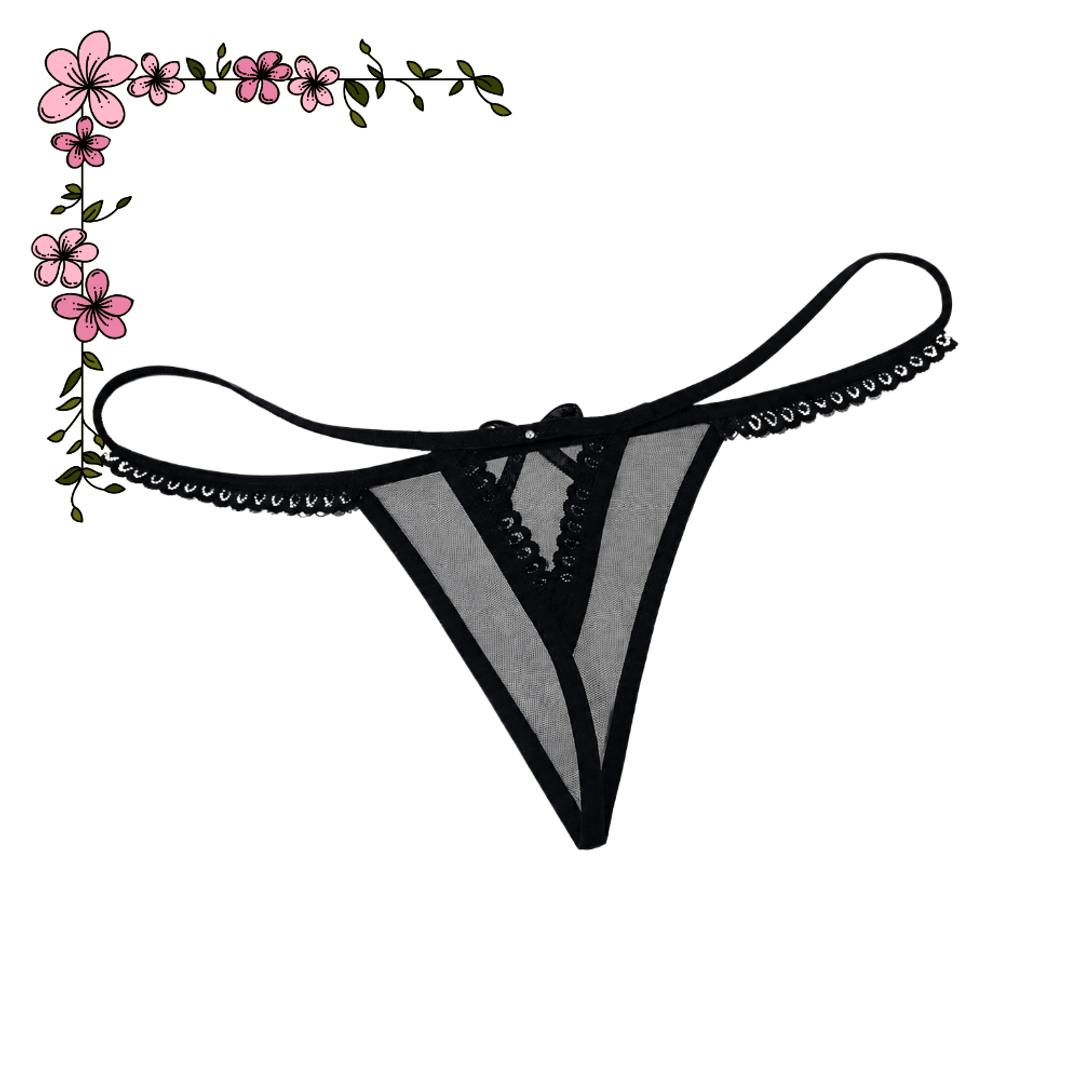Tanga hilo en velo negro 