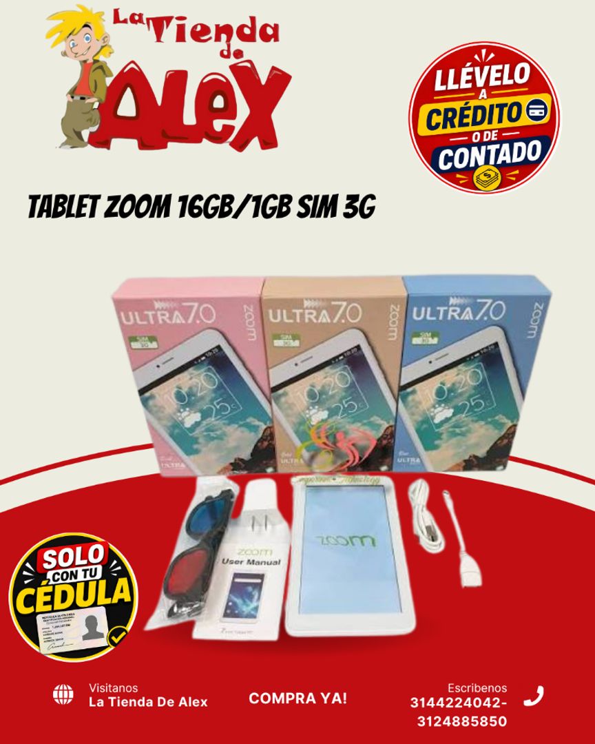 Tablet Zoom 16GB/1GB SIM 3G