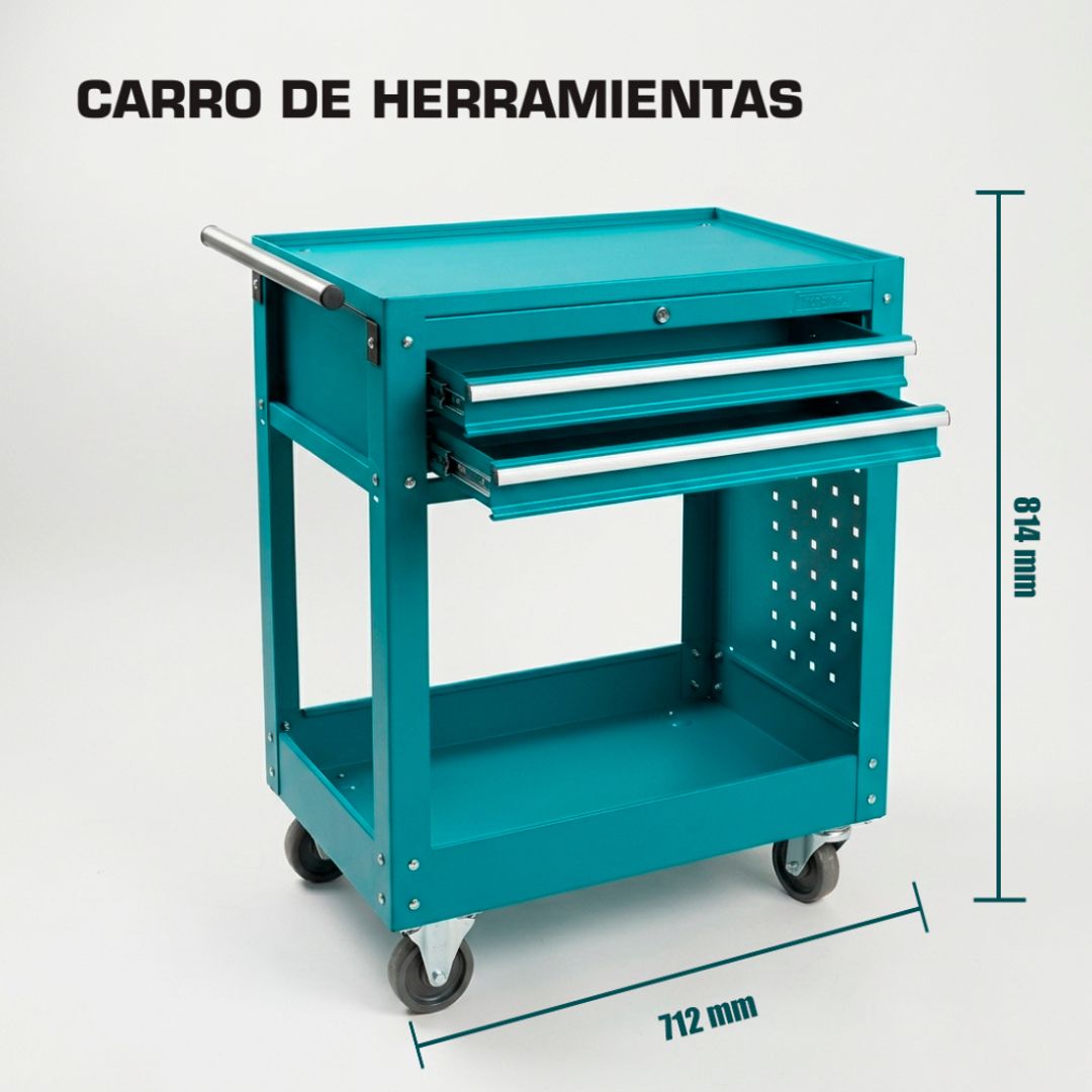 CARRO ORGANIZADOR DE HERRAMIENTAS CON 2 GAVETAS Y RUEDAS