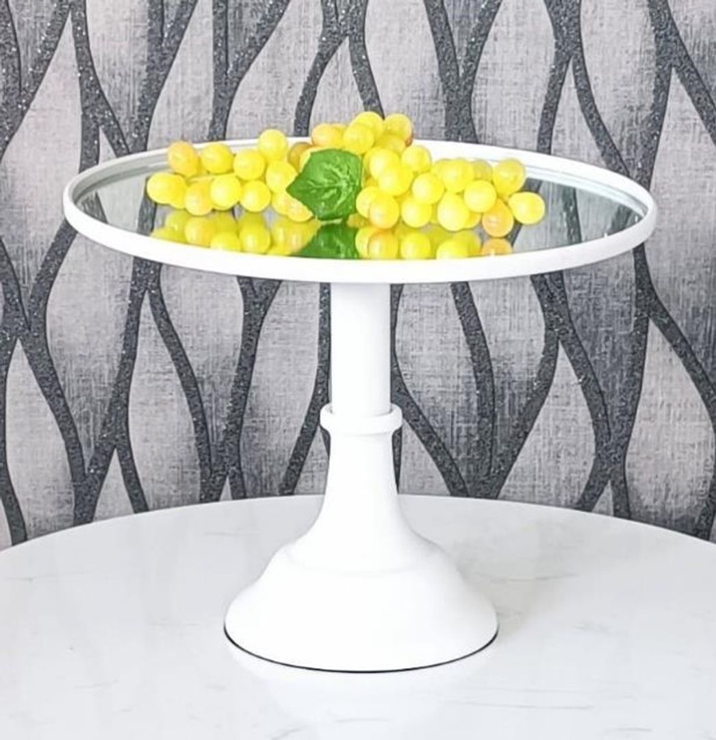 Base para pasteles blanca en metal con espejo