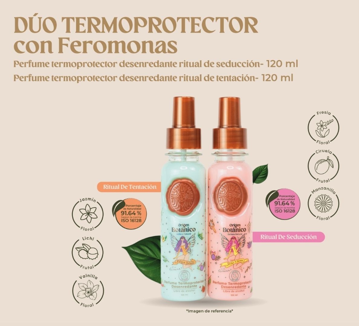 Duo  perfume desenredante Termoprotector capilar  Ritual botanico