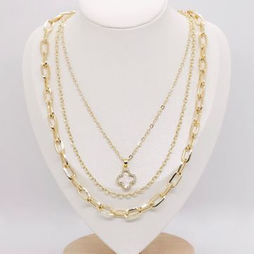 CADENA X 3 TRÉBOL CIRCONES RODINADA - imagen 1