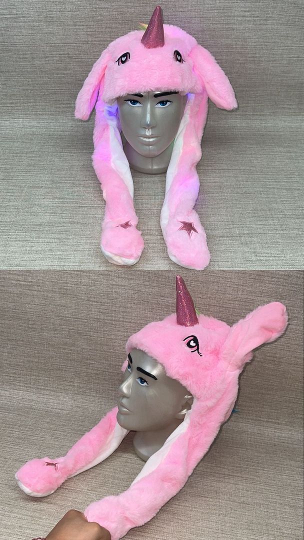 GORRO DE UNICORNIO ROSA CON LUCES 