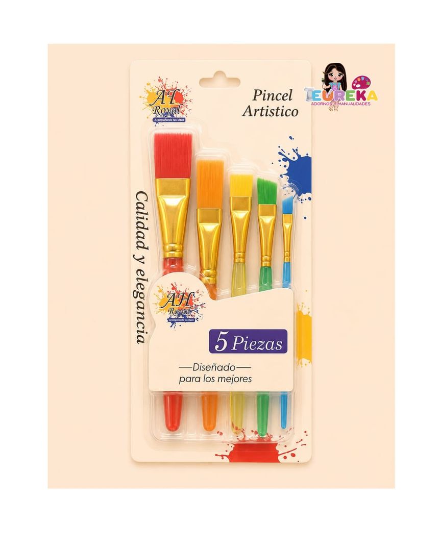 PINCEL AH ROYALE JUEGO GRANDE ACRILICO DE COLORES X5 SURTIDO