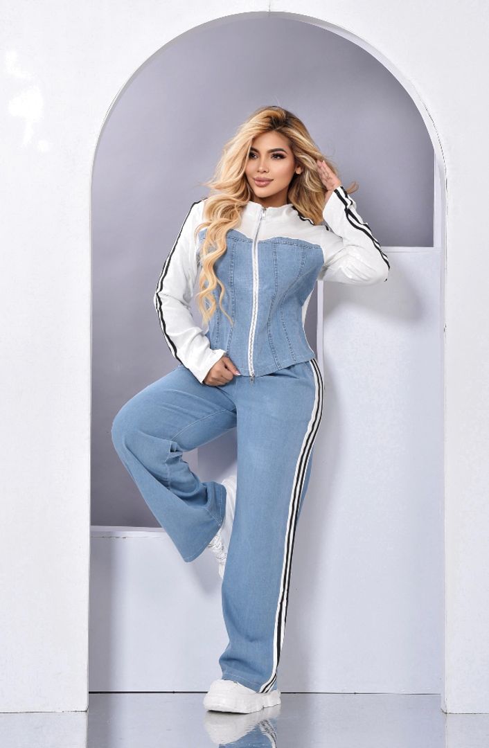 CONJUNTO DENIM TIPO ADIDAS