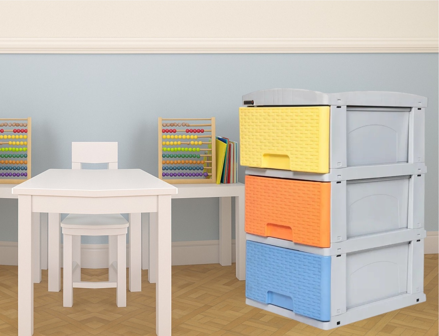 PRACTIMUEBLE PEQ X 3 RATTAN PASTEL-CLP