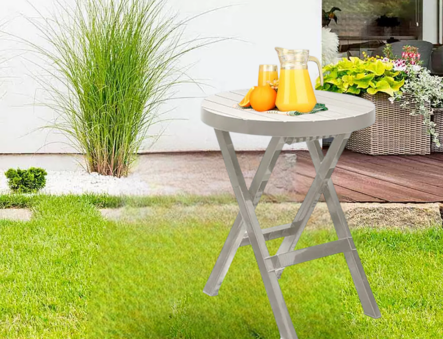 MESA PLEGABLE BARU REDONDA TAUPE-RIMAX