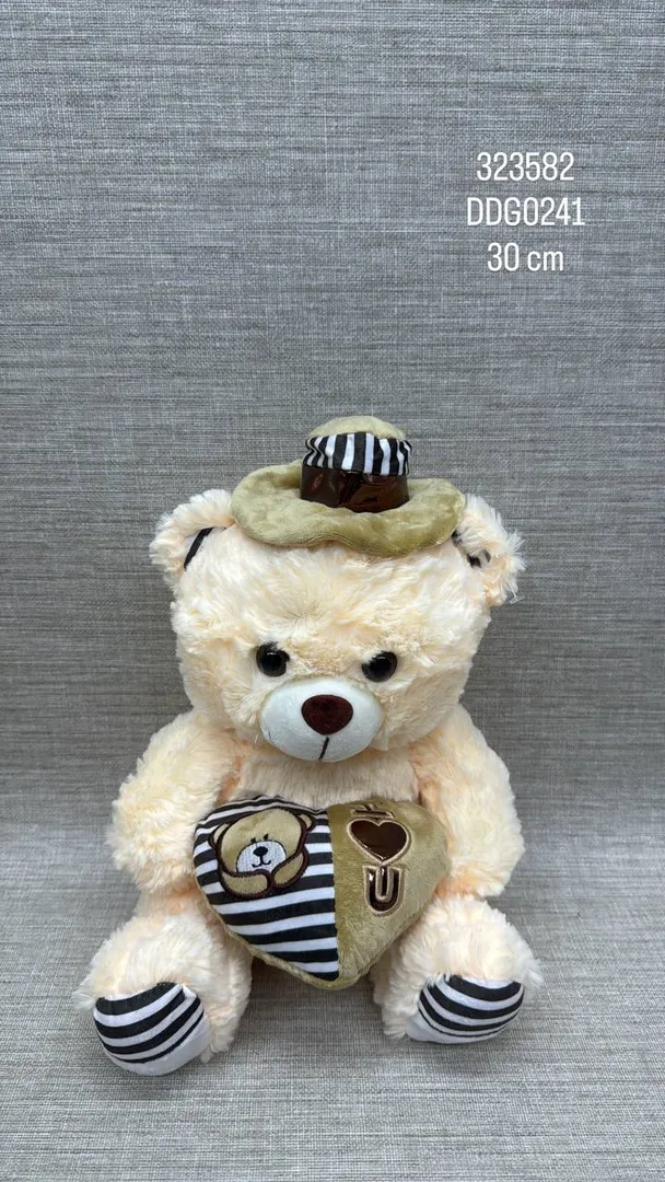 OSO CON SOMBRERO Y CORAZÓN 30 CM