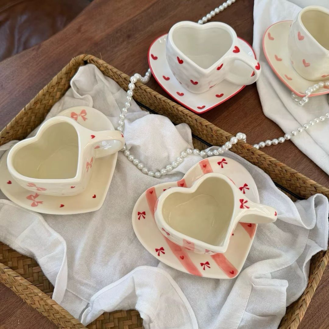Set Mug plato corazón 