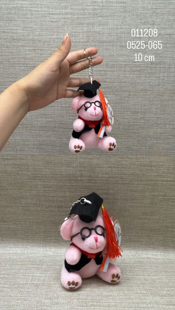 LLAVERO OSO GRADUADO ROSA 10 CM