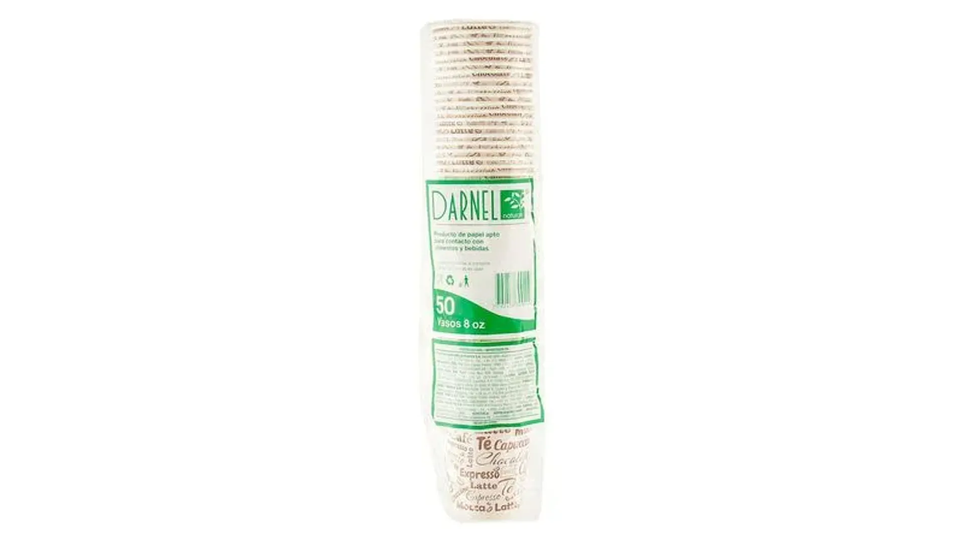 VASO CARTON DARNEL 8 OZ PAQ X 50 UND - CAJA X 20 PAQ
