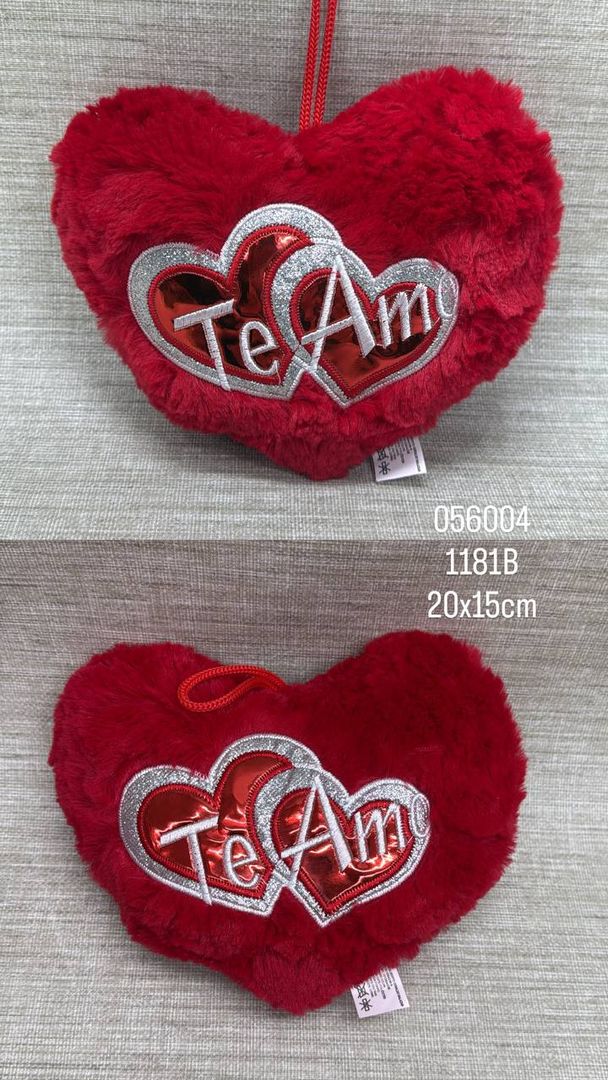 COJIN DE CORAZON SURTIDO 20 X 15 CM