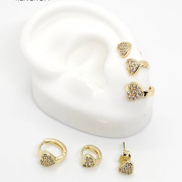 Imagen del producto SET CANDONGA CORAZÓN CIRCONES RODINADA X 3