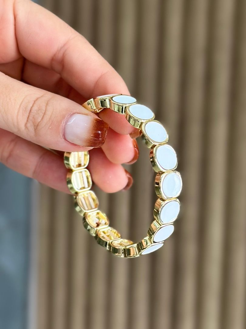 Pulsera cuadros blanca 