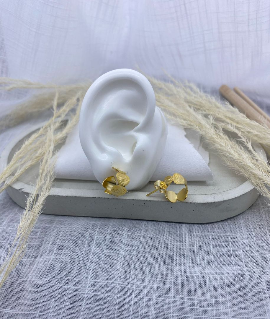Topo corazones, bronce con baño de oro 