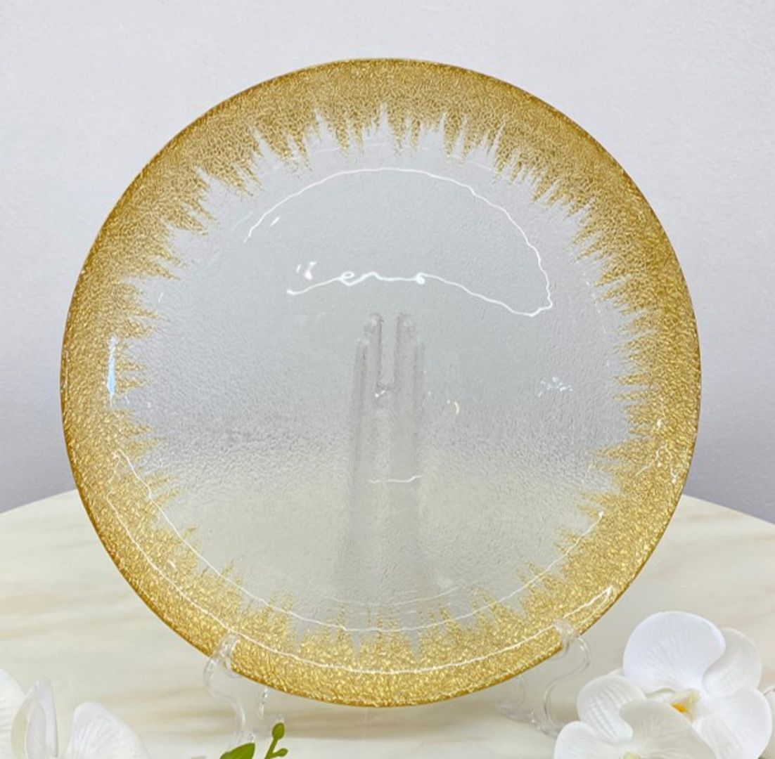 PLATO BAJO TRANSPARENTE FILO DORADO EN CRISTAL