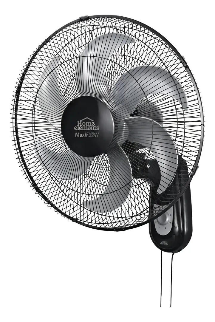 VENTILADOR HOME ELEMENTS DE PARED 16'' NEGRO MAXI FLOW