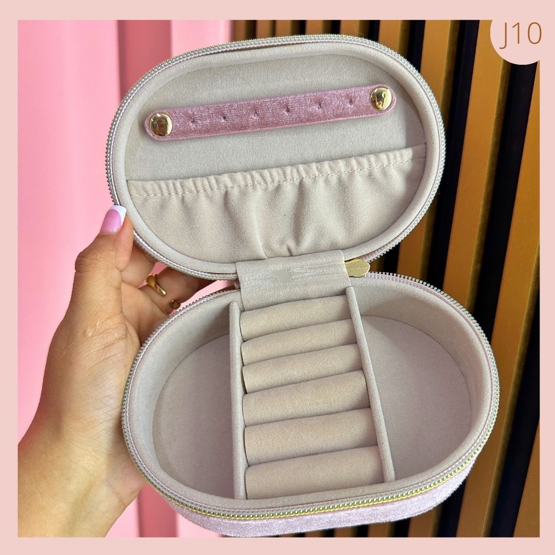 JOYERO ROSA GAMUZA CIERRE CREMALLERA 