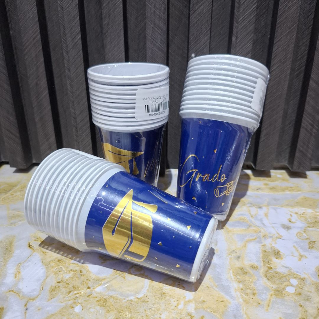 VASO X12 UND GRADO AZUL/BLANCO