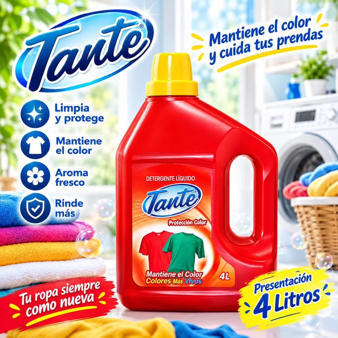 DETERGENTE LIQUIDO ROPA COLOR TANTE X 4 LITROS
