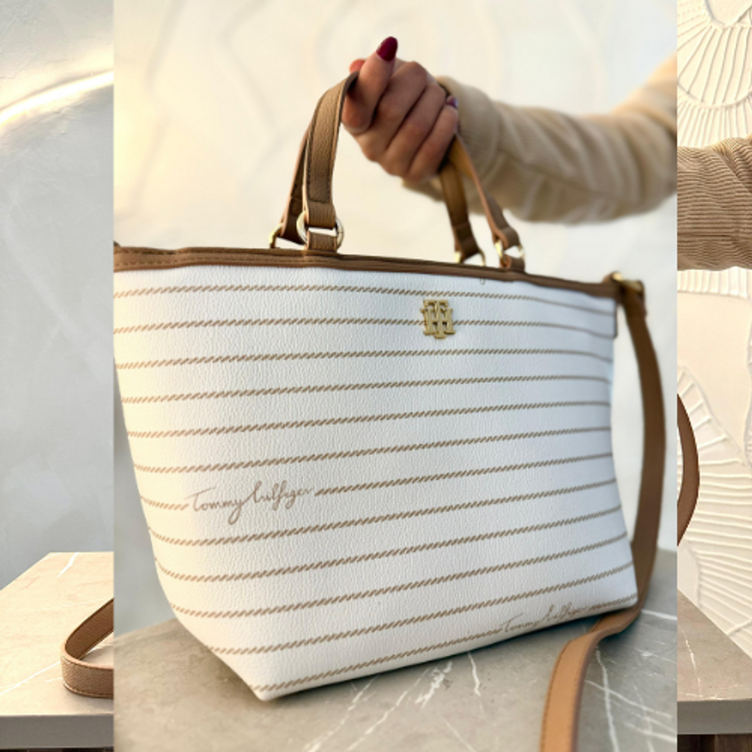 Cartera Tommy Blanco/Marrón