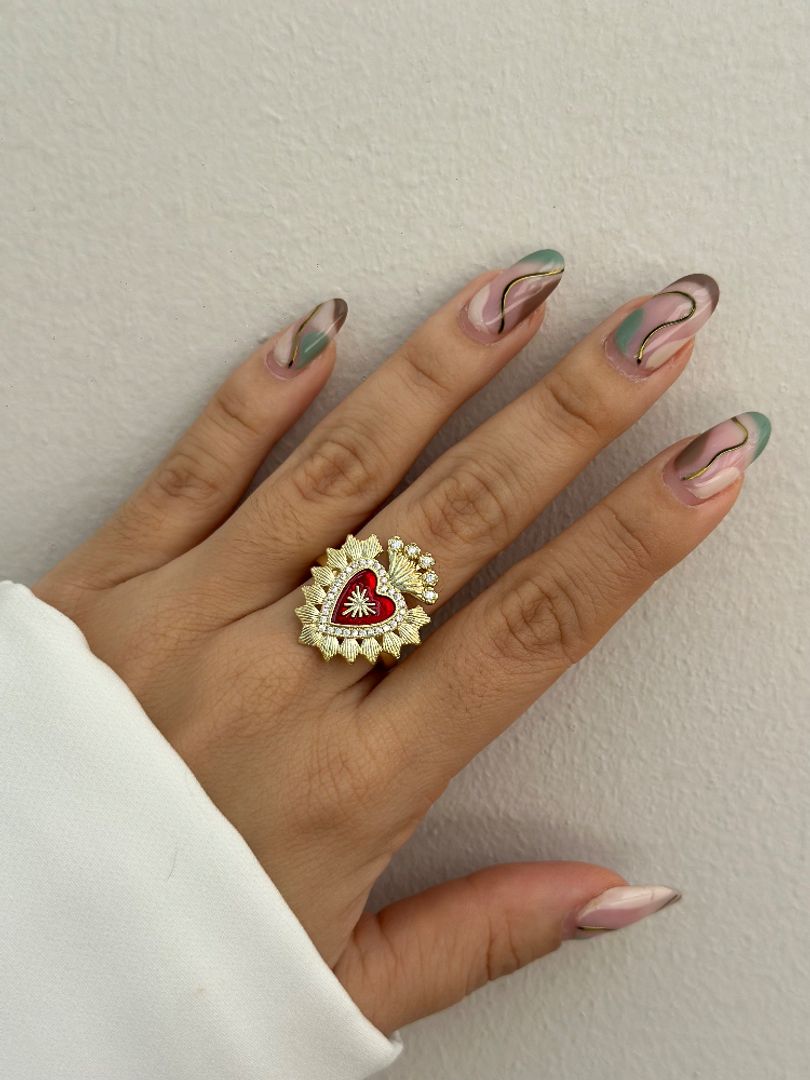 Anillo corazón rojo
