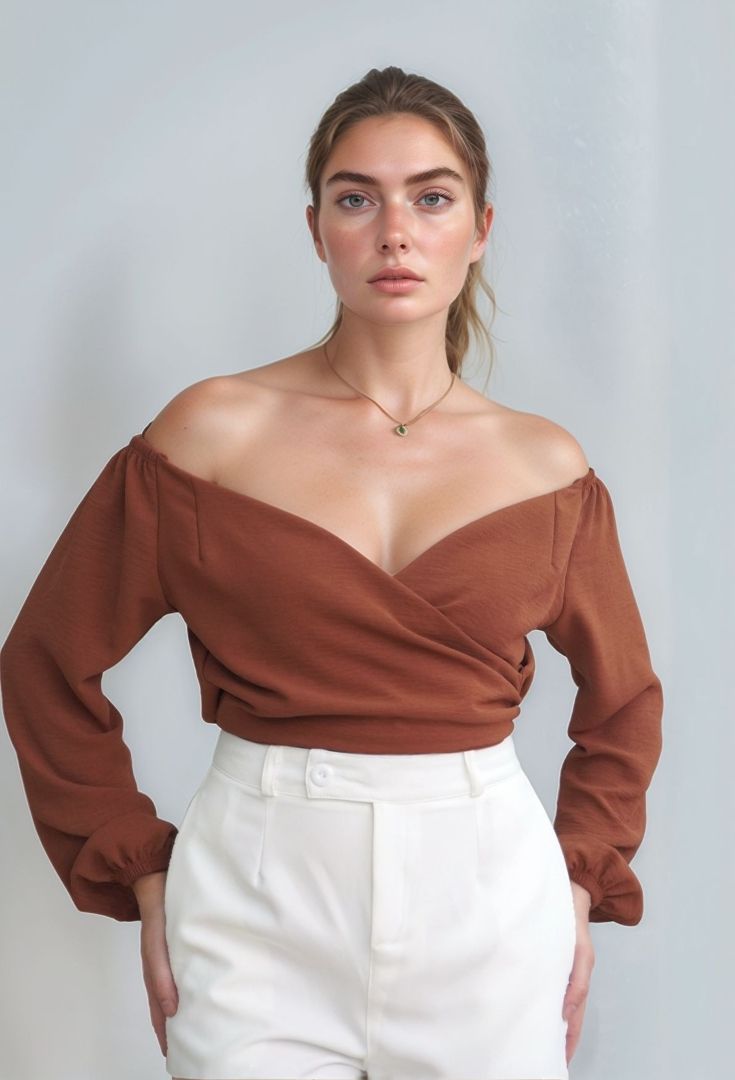 BLUSA CRUZADA MANGA BOMBACHA 