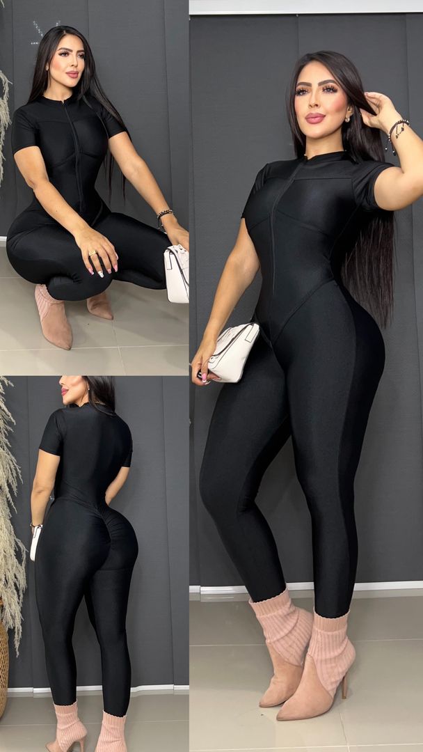 Enterizo tela destellante con cierre 